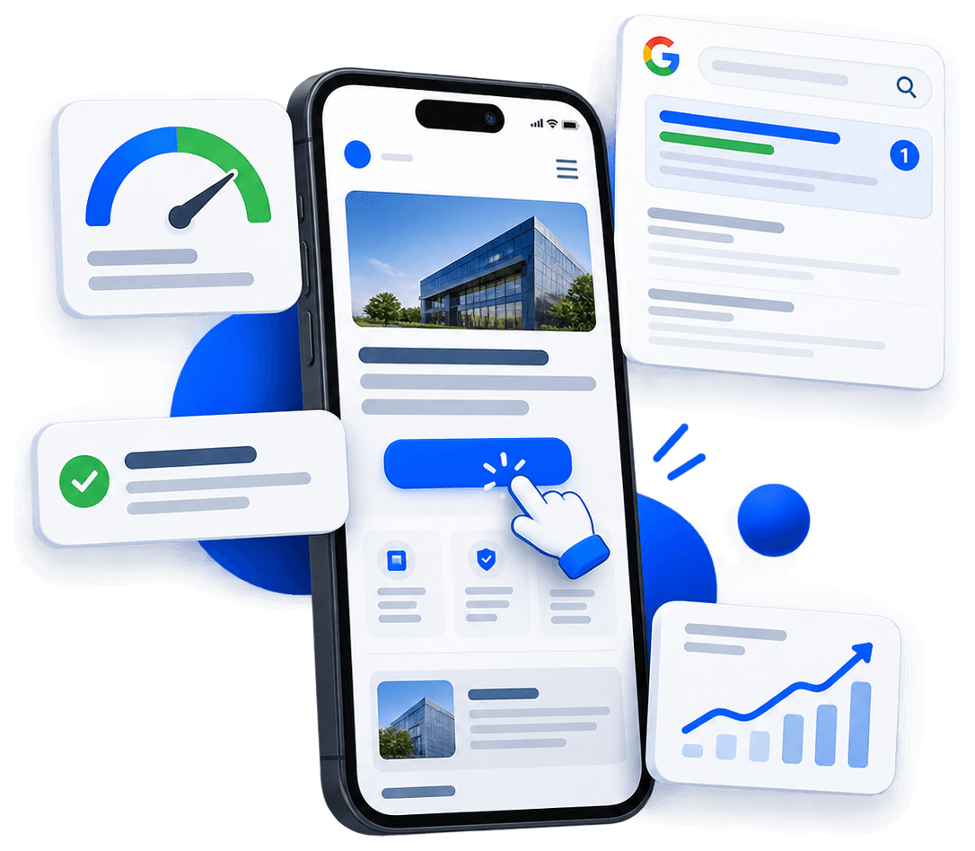 Site profissional no celular, otimizado para velocidade, Google e conversão