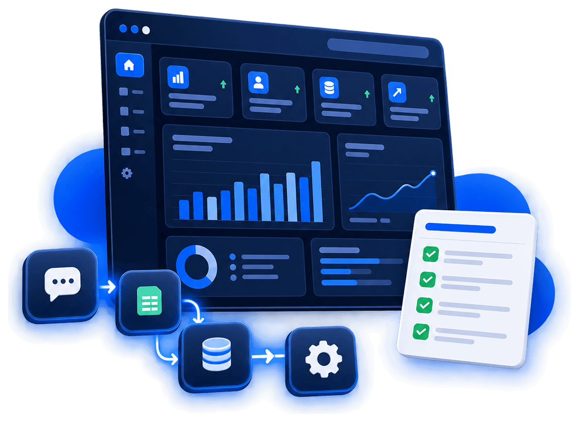Software sob medida com painel de indicadores e automação de processos
